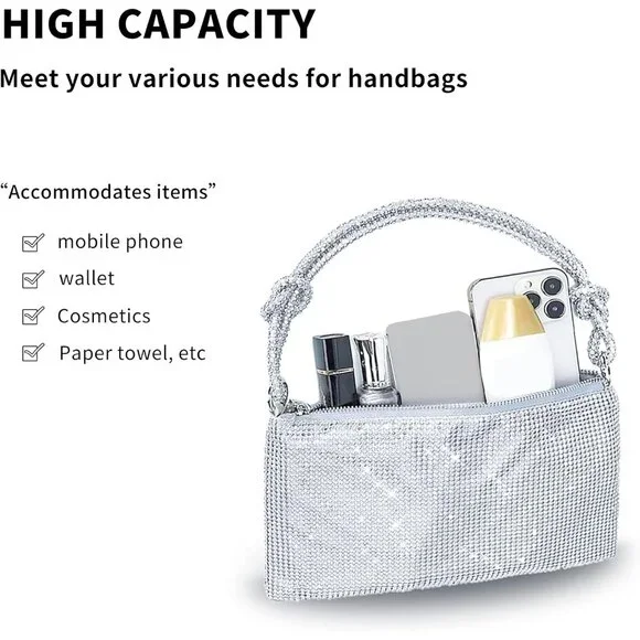 Women Gold Clutch, Rhinestone Gold Purse Wedding,Evening Clutch Purses For Women - Picture 5 of 7